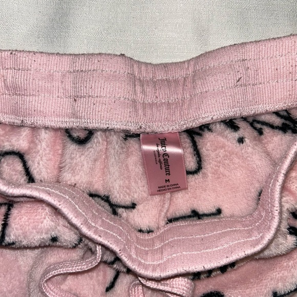 Juicy Couture Pink Logo Lounge Pants Medium Soft Fleece Pajama Pants - Picture 4 of 6